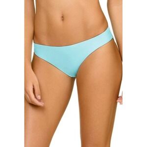 NWT Pilyq LBL Blue Solid L Cheeky Ruched Bikini Swim Bottoms 116080